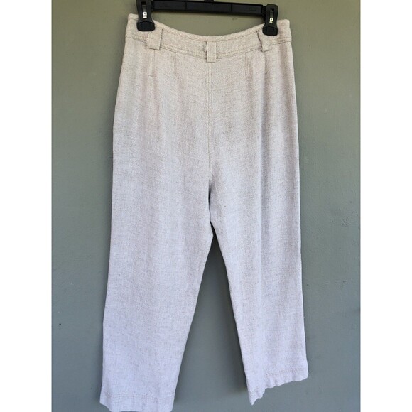 Free People Linen Blend Wide Leg Pleated Pants Women 6 High Rise Boho Coastal - Picture 10 of 15